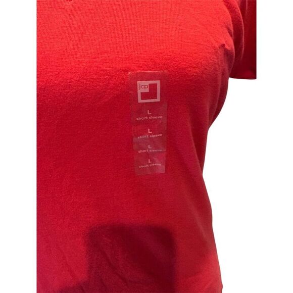 JC Penney Women's V-Neck Short Sleeve T-Shirt Pink Size L Casual - Picture 2 of 7